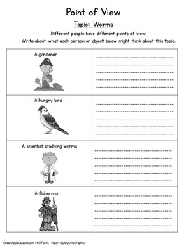 Point of View Worksheet Activity by Green Apple Lessons | TpT