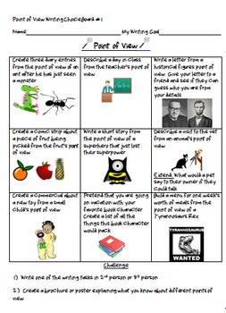 Preview of Point of View Writing Tasks and Anchor Charts