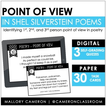 Preview of Point of View in Poetry Task Cards & Self-Grading Quizzes | Distance Learning
