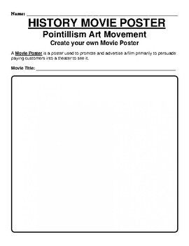 Preview of Pointillism Art Movement "Movie Poster" WebQuest & Worksheet