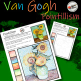 Van Gogh Sunflowers - Pointillism Drawing Art - Sub Lesson