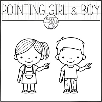 Pointing Girl And Boy Clipart By Bunny On A Cloud By Bunny On A Cloud