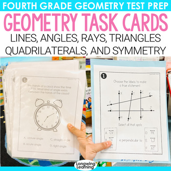 Preview of Points Lines Line Segments Rays and Angles Geometry Review Task Cards Test Prep