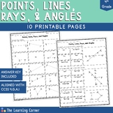 Points, Lines, Line Segments, Rays, and Angles Worksheet