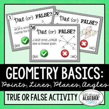 Preview of Points, Lines, Planes, & Angles (Geometry Basics) | True or False Activity