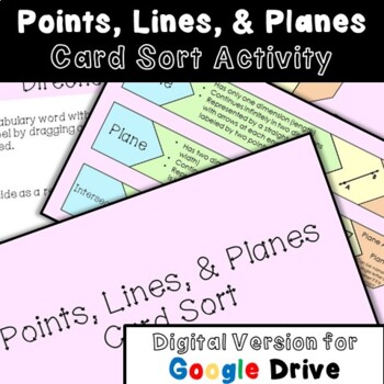 Preview of Points, Lines, & Planes Card Sort Activity - Distance Learning