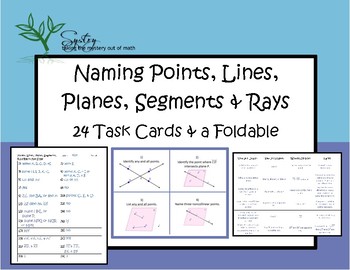 Points, Lines, Planes, Segments, Rays Task Cards and Foldable by Systry