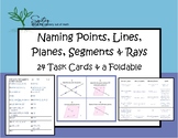 Points, Lines, Planes, Segments, Rays Task Cards and Foldable