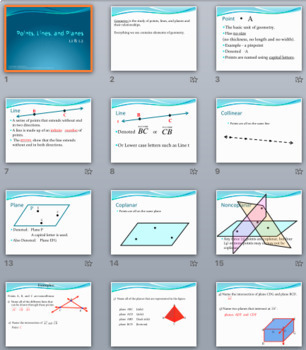 Preview of Points, Lines, Planes, and Angles PPT/Notes/Practice(goes w/ Jurgensen book ch1)
