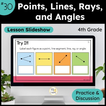 Preview of 4th Grade Geometry Points, Lines, Rays, Angles PowerPoint Lesson 30 iReady Math