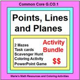 POINTS, LINES, PLANES: BUNDLE - TASK CARDS, MAZES, POWERP GAME, SCAVENGER HUNT