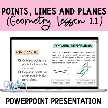 Preview of Points, Lines and Planes Lesson 1.1 Geometry PowerPoint Presentation