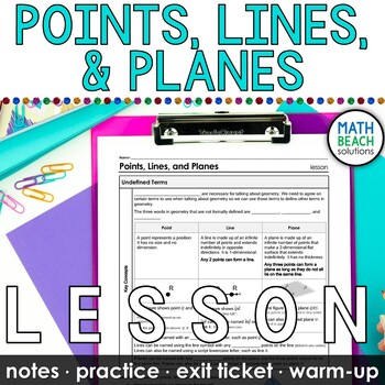 Preview of Points, Lines, and Planes Undefined Terms in Geometry Notes and Practice