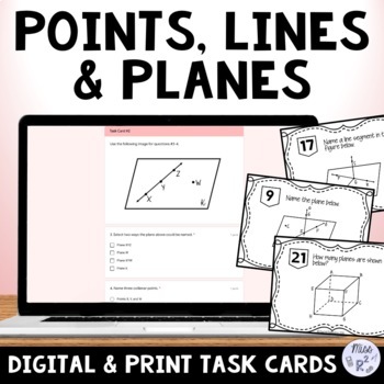 Preview of Points Lines and Planes Practice Task Card Activity