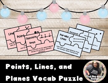 Preview of Points, Lines, and Planes Vocab Puzzle Pieces