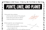 Points, Lines, and Planes (Worksheet)