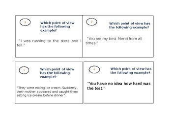 Preview of Task Cards Points of View 1st, 2nd, and 3rd