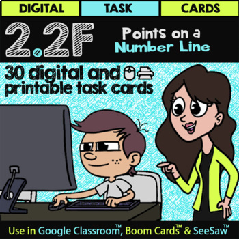 Preview of Points on a Number Line for Google Slides™ Forms™ & Boom Cards™ | Math TEK 2.2F