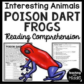 Preview of Poison Dart Frogs Informational Text Reading Comprehension Worksheet Animals
