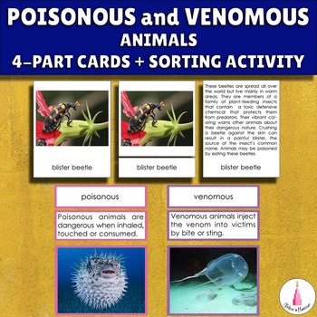 Preview of Dangerous Animals Sorting Activity | Poisonous / Venomous | Montessori Cards