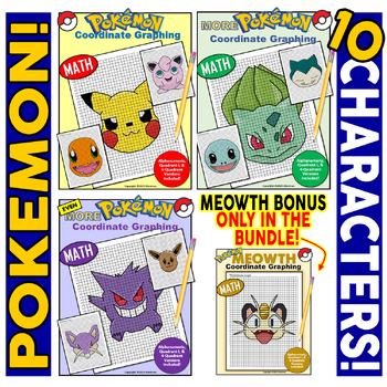 Preview of Pokémon Day 10 Coordinate Graph Mystery Pictures BUNDLE! Ordered Pairs Fun!