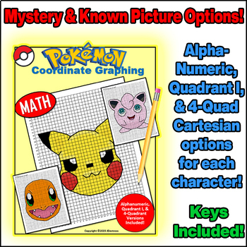 Preview of Pokémon Coordinate Graph Mystery Pictures! Ordered Pairs Graphing! Pokemon!