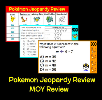 Preview of Pokémon Jeopardy- MOY Review Game - 3rd Grade - Editable