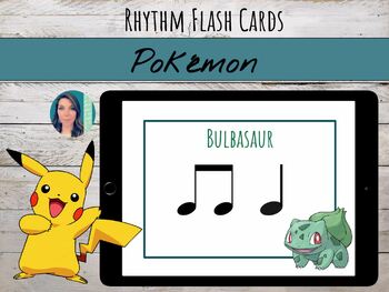 Preview of Pokémon Rhythm Flash Cards Using Quarter Notes & Eighth Notes