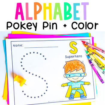 Preview of Push Pin Art Printables, Pokey Pin Alphabet Fine Motor Skills Worksheets No Prep
