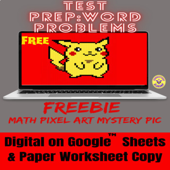 Preview of Pixel Art Mystery Pic-5th Grade Math Review: Word Problems-FREEBIE-Google™