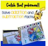 Pokemon Addition and Subtraction facts board game