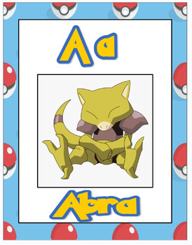 Preview of Pokemon Alphabet Banner/ ABC Wall: Pokeball Background (Phonetic Pokemon)
