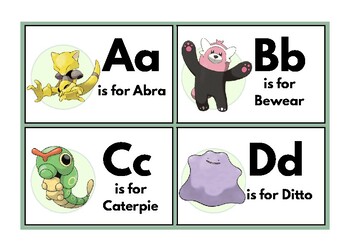 ABC Flash Cards Digital Pokemon A-Z Alphabet Montessori
