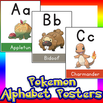 Preview of Pokemon Alphabet Posters - Printable Classroom Wall Decor