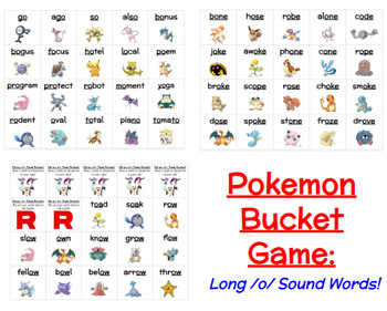 Preview of Pokémon Bucket Game - Long /o/ Spelling Options - Real Word Practice