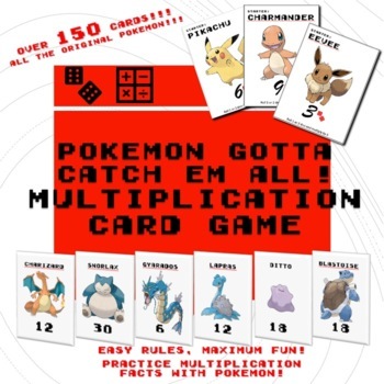 Preview of Pokemon Cards - Gotta Catch Em All - Multiplication Game