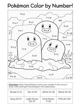 NO PREP: Pokemon Color by Number Articulation Worksheets for