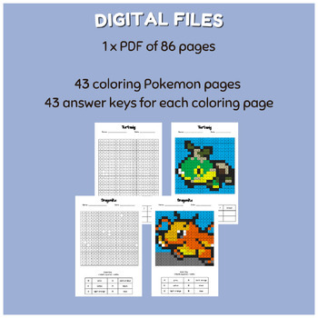 90 Pokemon Color by Number Early Finisher Activity Pack