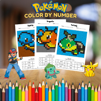 Preview of 43 Pokemon Color by Number | Pokemon Coloring Pages | Early Finisher Activity