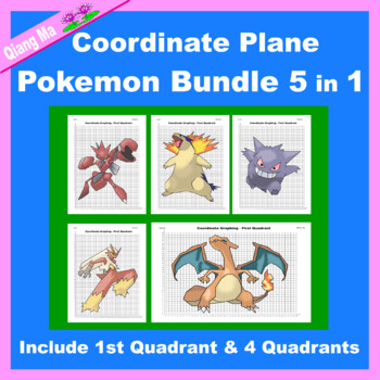 Preview of Pokemon Coordinate Plane Graphing Picture: Pokemon Bundle 5 in 1