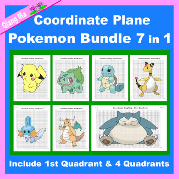Preview of Pokemon Coordinate Plane Graphing Picture: Pokemon Bundle 7 in 1