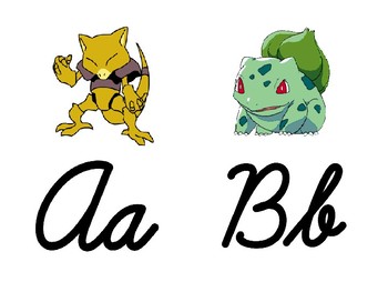 Preview of Pokemon Cursive Alphabet Wall