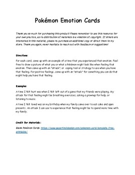 Preview of Pokemon Emotions and Coping Skills