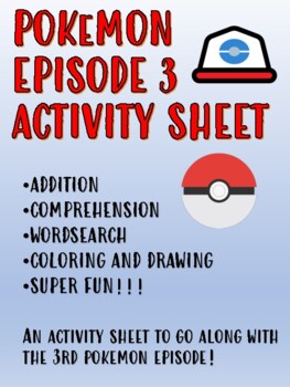 Preview of Pokemon Episode 3 Activity Sheet - Fun Worksheet For Ep.3 Ash Catches a Pokemon