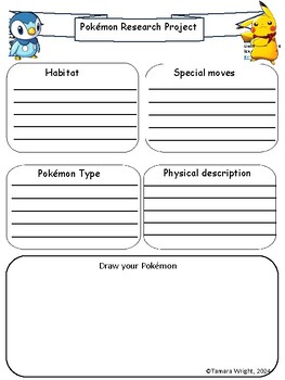 Preview of Pokémon Essay Organizer