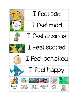 Preview of Pokemon Feelings Behavior Clip Chart