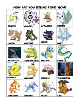 Preview of Pokemon Feelings Chart