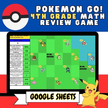 Preview of Pokemon GO Inspired Game | 4th Grade Math Review Digital Google Sheet