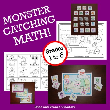 Preview of Pokemon GO Inspired Monster Catching Math Bundle 1st grade through 6th grade