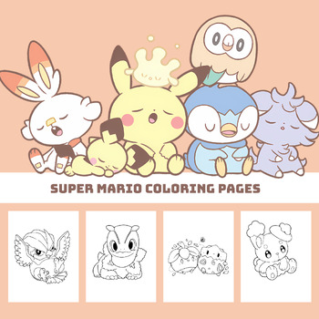 Preview of Pokemon KAWAII coloring pages for kids, teens and adults (25 free PDF 8.5x11")